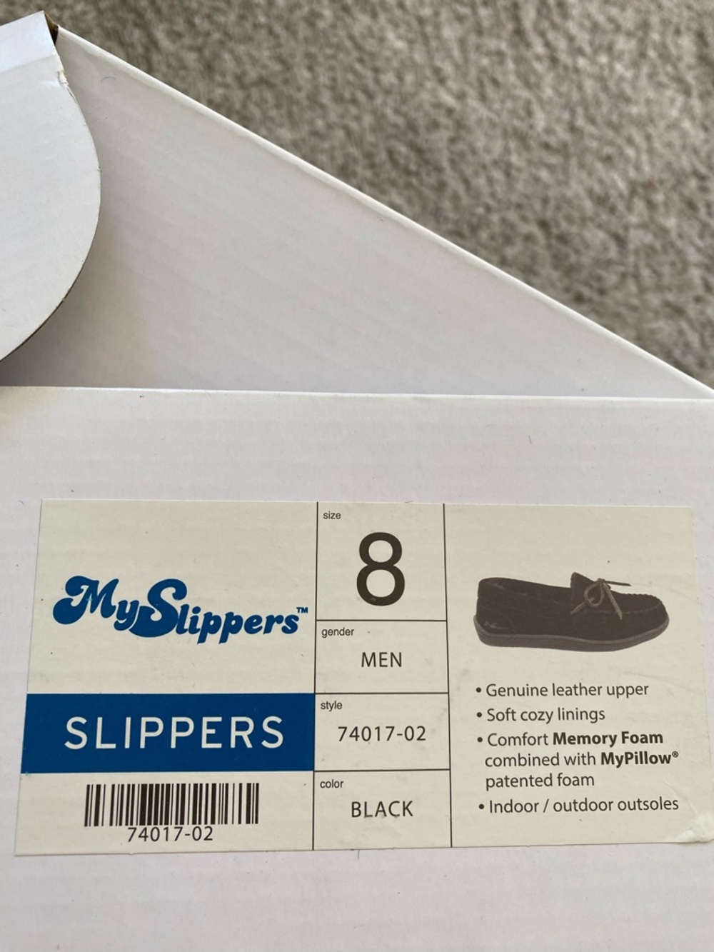 NEW “My Pillow” Men’s Genuine Upper Leather Comfort Memory Foam moccasins size 8